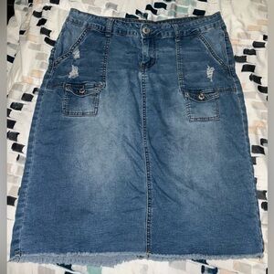 BE-GIRL Midi Stretchy Jean Skirt💙